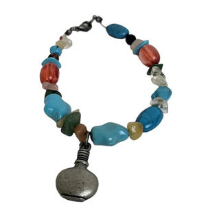 Blue Faux Rocks Clear Chip Beaded Bracelet